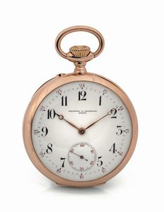 VACHERON CONSTANTIN - VACHERON&CONSTANTIN, Genve, movimento No. 327765, cassa No. 198014. Raro, orologio da tasca, in oro rosa 18K con indicazione 24 ore. Realizzato nel 1903