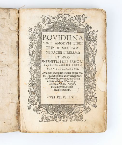OVIDIUS PUBLIUS  AMORUM LIBRI TRES. DE MEDICAMINE FACIEI LIBELLUS ET NUX  - Asta Libri antichi, rarit bibliografiche e prime edizioni del '900 - Associazione Nazionale - Case d'Asta italiane