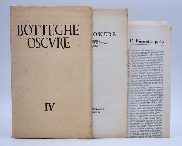 BOTTEGHE OSCURE. QUADERNO IV, RIVISTA SEMESTRALE  DI LETTERATURA INTERNAZIONALE CONTEMPORANEA. 1949.  - Asta Libri antichi, rarit bibliografiche e prime edizioni del '900 - Associazione Nazionale - Case d'Asta italiane