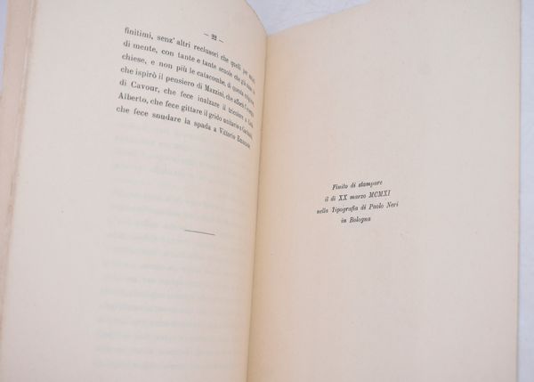 PASCOLI, Giovanni. NEL CINQUANTENARIO DELLA PATRIA. 1911.  - Asta Libri antichi, rarit bibliografiche e prime edizioni del '900 - Associazione Nazionale - Case d'Asta italiane