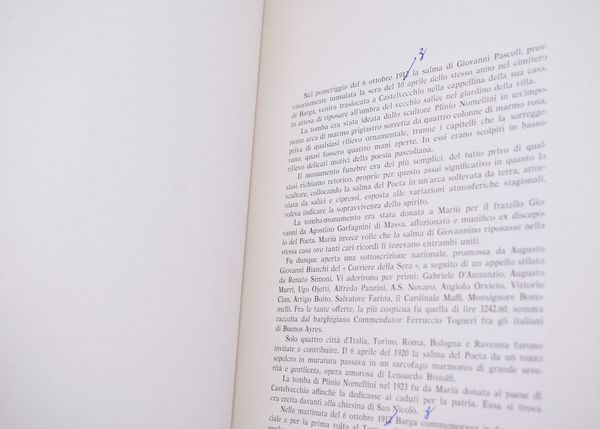 CARELLI, Libera. BARGA E GIOVANNI PASCOLI. LIBERA CARELLI COMMEMORA IL POETA NEL CINQUANTENARIO DELLA MORTE. BARGA PALAZZO COMUNALE 7-10-1962.  - Asta Libri antichi, rarit bibliografiche e prime edizioni del '900 - Associazione Nazionale - Case d'Asta italiane