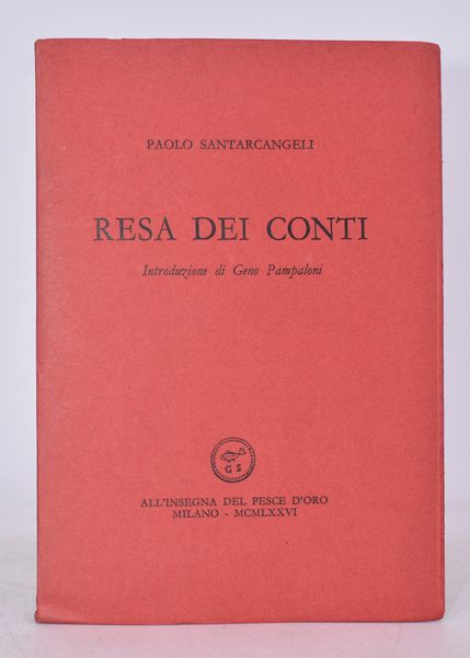 SANTARCANGELI, Paolo. RESA DEI CONTI. 1986.  - Asta Libri antichi, rarit bibliografiche e prime edizioni del '900 - Associazione Nazionale - Case d'Asta italiane