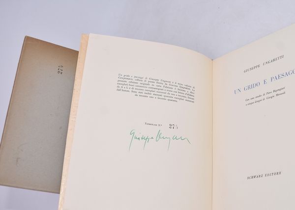 UNGARETTI, Giuseppe. UN GRIDO E PAESAGGI. 1952.  - Asta Libri antichi, rarit bibliografiche e prime edizioni del '900 - Associazione Nazionale - Case d'Asta italiane