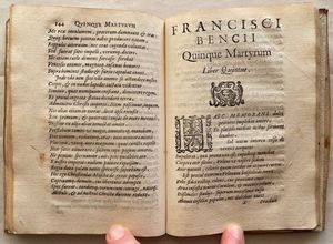 BENCI, FRANCESC. Quinque martyres.  Rome, ex Typographia Vaticana (colophon: Domenico Basa), 1592  - Asta Libri antichi, rarit bibliografiche e prime edizioni del '900 - Associazione Nazionale - Case d'Asta italiane