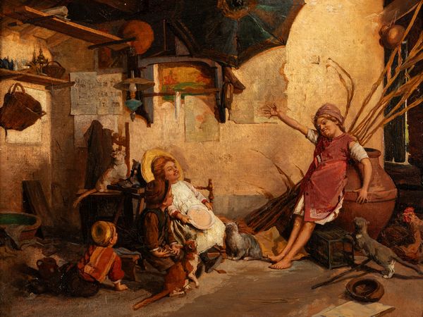 Ambito di Gaetano Chierici (Reggio Emilia, 1838 - 1920) : Il racconto  - Asta Petits-Matres / Arte Figurativa tra XIX e XX Secolo - Parte 1 - Associazione Nazionale - Case d'Asta italiane