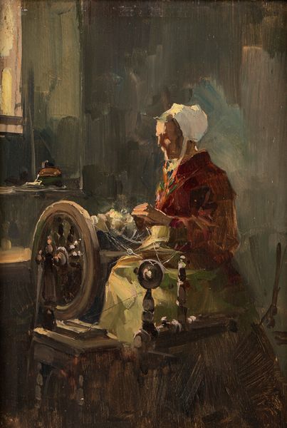 Cesare Gheduzzi : La filatrice  - Asta Petits-Ma�tres / Arte Figurativa tra XIX e XX Secolo - Parte 1 - Associazione Nazionale - Case d'Asta italiane