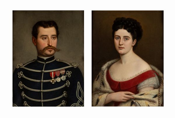 Enrico Bartolomei : Ritratto del Cavaliere Cesare Regazzoni e Ritratto di Donna Maria Candiotti in Regazzoni  - Asta Petits-Ma�tres / Arte Figurativa tra XIX e XX Secolo - Parte 1 - Associazione Nazionale - Case d'Asta italiane