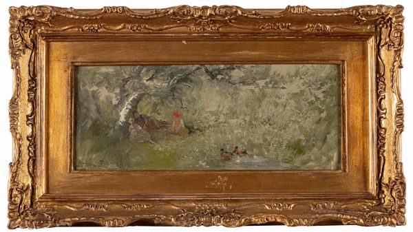 Pompeo Mariani : Posa delle anitre Zelata  - Asta Petits-Ma�tres / Arte Figurativa tra XIX e XX Secolo - Parte 1 - Associazione Nazionale - Case d'Asta italiane