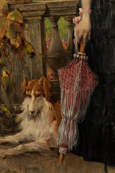 Bruto Mazzolani : Donna al parco, dopo la pioggia  - Asta Petits-Ma�tres / Arte Figurativa tra XIX e XX Secolo - Parte 1 - Associazione Nazionale - Case d'Asta italiane