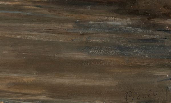 Giovanni Carnovali, detto il Piccio : Panorama fluviale con la Sacra Famiglia (lungo l'Adda)  - Asta Petits-Matres / Arte Figurativa tra XIX e XX Secolo - Parte 1 - Associazione Nazionale - Case d'Asta italiane
