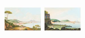 Scuola napoletana del XIX secolo - Vedute di Napoli