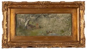 Pompeo Mariani : Posa delle anitre Zelata  - Asta Petits-Ma�tres / Arte Figurativa tra XIX e XX Secolo - Parte 1 - Associazione Nazionale - Case d'Asta italiane