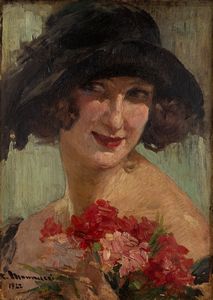 Cipriano Mannucci - Donna con fiori