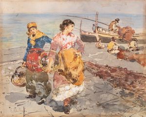 Edoardo Dalbono - Donne sulla riva