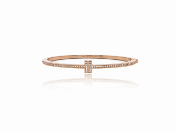 Tiffany & Co 'Tiffany T', bracciale rigido Wire in oro rosa e diamanti  - Asta Gioielli e Orologi - Associazione Nazionale - Case d'Asta italiane