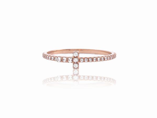 Tiffany & Co 'Tiffany T', fedina Wire in oro rosa con diamanti  - Asta Gioielli e Orologi - Associazione Nazionale - Case d'Asta italiane