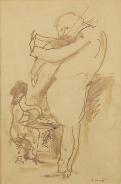 MINO MACCARI Siena (SI) 1898 - 1989 Roma : Musicisti  - Asta Collezione Vallora - Dipinti - Associazione Nazionale - Case d'Asta italiane