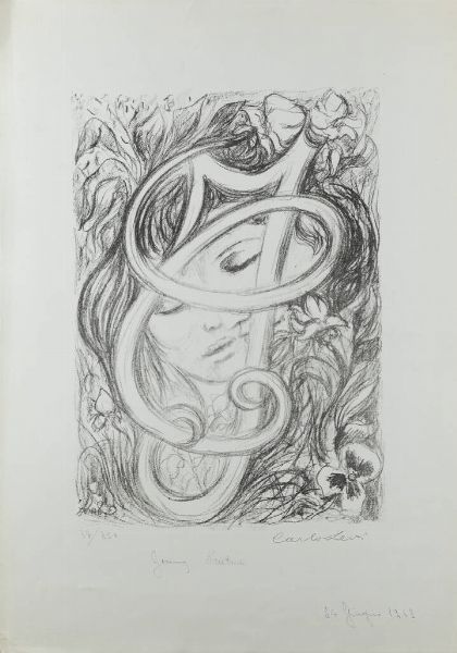 CARLO LEVI Torino 1902 - 1975 Roma : Volto femminile 24 giugno 1963  - Asta Collezione Vallora - Dipinti - Associazione Nazionale - Case d'Asta italiane