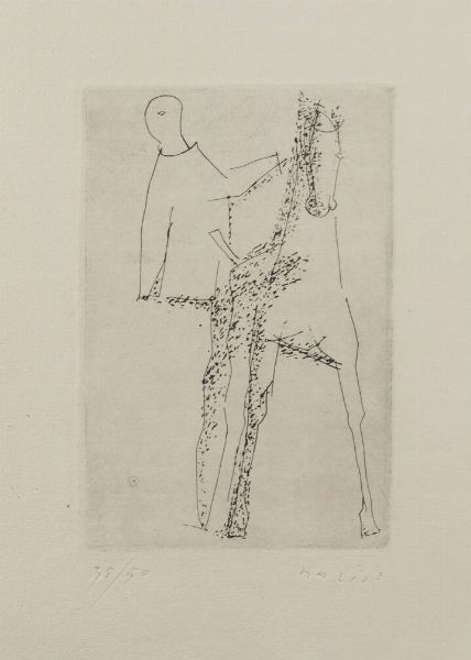 MARINO MARINI Pistoia 1901 - 1980 : Cavaliere 1942  - Asta Collezione Vallora - Dipinti - Associazione Nazionale - Case d'Asta italiane