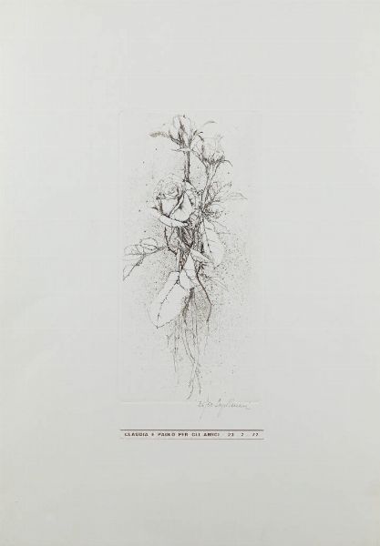 SERGIO SARONI Torino 1934 - 1991 : Rosa  - Asta Collezione Vallora - Dipinti - Associazione Nazionale - Case d'Asta italiane