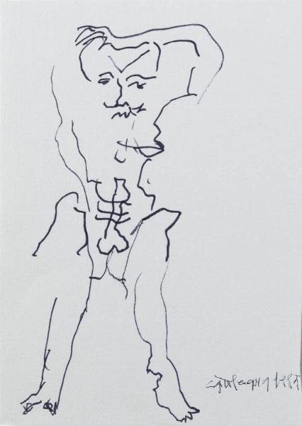 CAROL RAMA Torino 1918 - 2015 : Figure erotica 1983  - Asta Collezione Vallora - Dipinti - Associazione Nazionale - Case d'Asta italiane