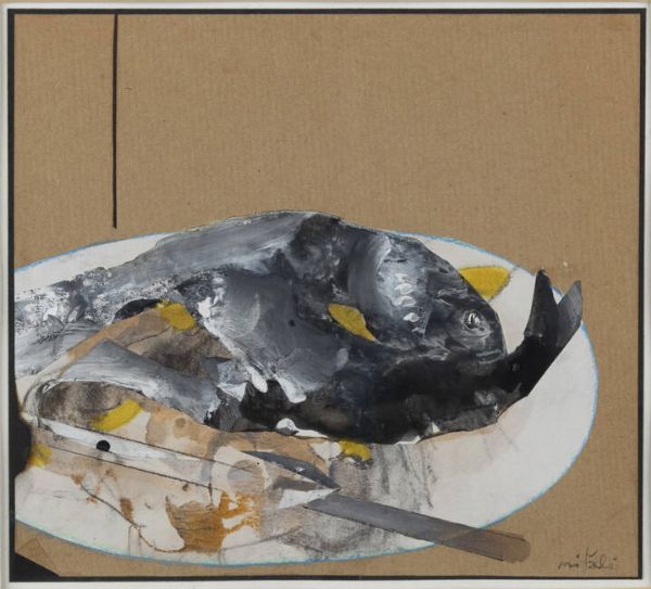 GIANCARLO VITALI Bellano (LC) 1928-2018 : Pesci nel piatto 1995  - Asta Collezione Vallora - Dipinti - Associazione Nazionale - Case d'Asta italiane