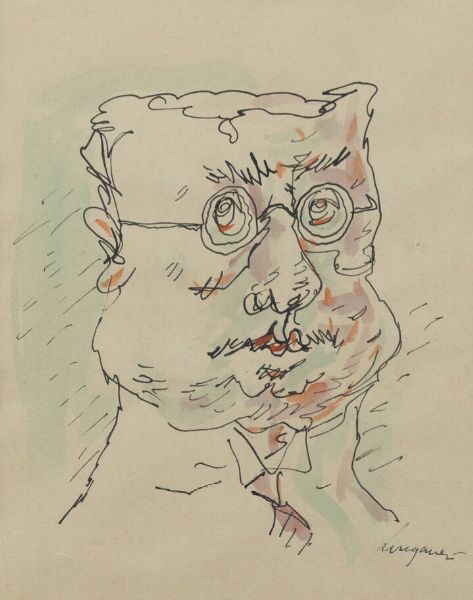 LEOPOLDO LONGANESI Bagnacavallo (RA) 1905-1957 Milano : Caricatura  - Asta Collezione Vallora - Dipinti - Associazione Nazionale - Case d'Asta italiane