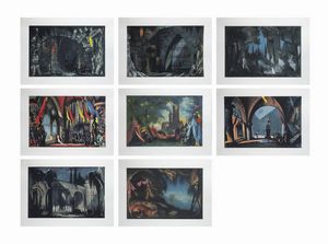 CARLO MATTIOLI Modena 1911 - 1994 - Scene di corte-lotto di otto litografie