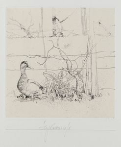 SERGIO SARONI Torino 1934 - 1991 - Anatra e rovi