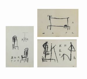 DIEGO SAIANI Nave (BS) 1946 - Lotto di tre quadretti: A) Bar B) Ker C) Capra