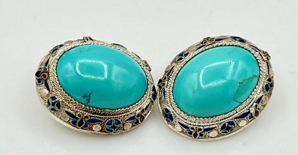 Orecchini in argento con turchese  - Asta Gioielli e Argenti Moderni e Contemporanei - Associazione Nazionale - Case d'Asta italiane