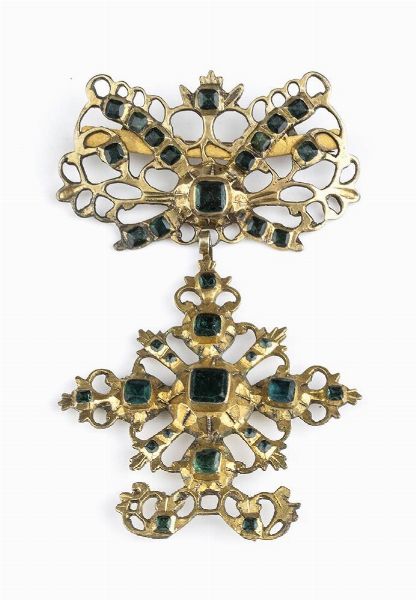 Croce pendente in argento - Oreficeria siciliana del XVIII secolo  - Asta Gioielli e Argenti Moderni e Contemporanei - Associazione Nazionale - Case d'Asta italiane