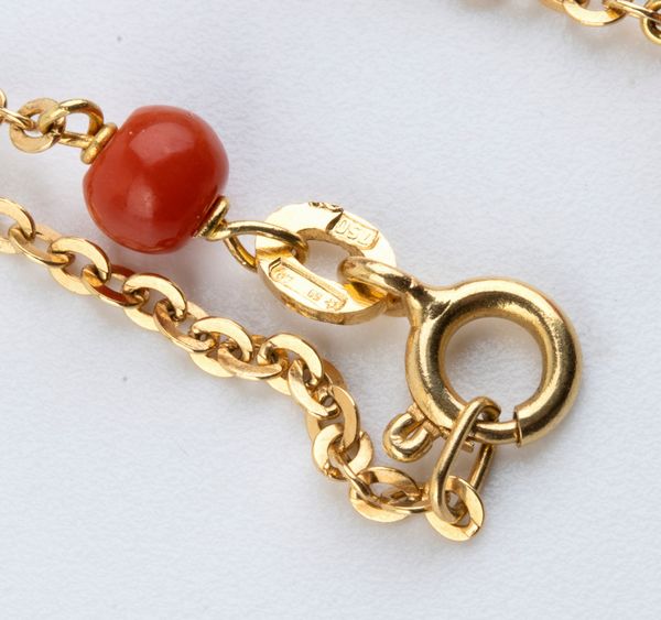 Girocollo in oro con corallo Mediterraneo  - Asta Gioielli e Argenti Moderni e Contemporanei - Associazione Nazionale - Case d'Asta italiane