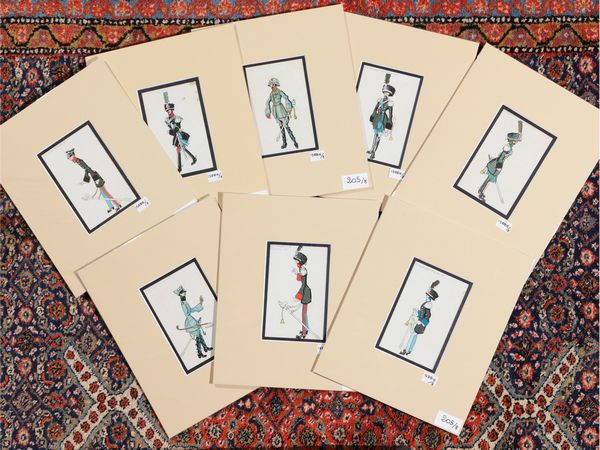 Cartoline uniformi militari  - Asta Una collezione di stampe - parte II - Associazione Nazionale - Case d'Asta italiane