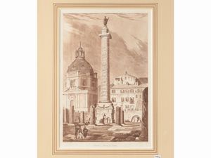 Henry Abbot : Column of Forum of Trajan - The Forum from the pillar of Phocus - Temple of Vesta  - Asta Una collezione di stampe - parte II - Associazione Nazionale - Case d'Asta italiane