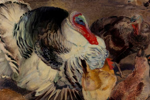 Armando Spadini : Tacchini e polli  - Asta Dipinti del XIX e XX secolo - Associazione Nazionale - Case d'Asta italiane