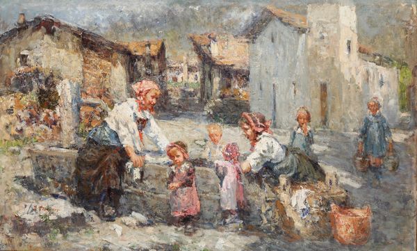 Leonardo Bazzaro : Alla fontana  - Asta Dipinti del XIX e XX secolo - Associazione Nazionale - Case d'Asta italiane