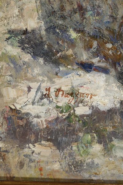 Leonardo Bazzaro : Alla fontana  - Asta Dipinti del XIX e XX secolo - Associazione Nazionale - Case d'Asta italiane