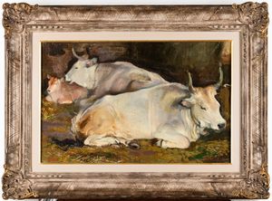 Armando Spadini : Mucche  - Asta Dipinti del XIX e XX secolo - Associazione Nazionale - Case d'Asta italiane