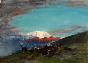 VITTORIO CAVALLERI - Paesaggio montano, 1902