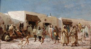 Eugenio Cecconi - Mercato del pane, Tunisi, 1875