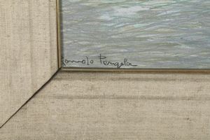 Romolo Pergola : Veduta di porto  - Asta Dipinti del XIX e XX secolo - Associazione Nazionale - Case d'Asta italiane