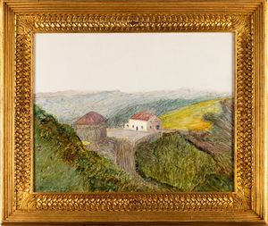 Giuseppe Pellizza da Volpedo : Ricovero N.2 del Penice o La cantoniera al passo del<BR>Penice  - Asta Dipinti del XIX e XX secolo - Associazione Nazionale - Case d'Asta italiane