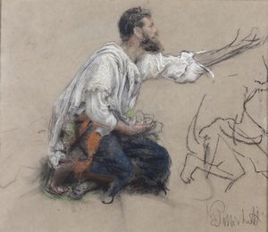 Francesco Paolo Michetti - Studio di figura. Bozzetto per il dipinto LOfferta, 1896