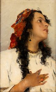 Johann Viktor Krämer : Donna marocchina  - Asta Dipinti del XIX e XX secolo - Associazione Nazionale - Case d'Asta italiane