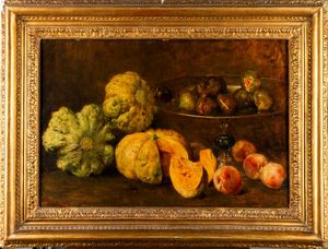 Giacomo Grosso : Nature morte con frutti e ortaggi  - Asta Dipinti del XIX e XX secolo - Associazione Nazionale - Case d'Asta italiane