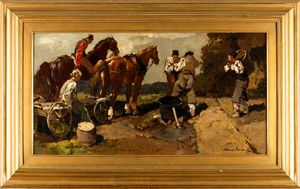 Alessio Issupoff : La preparazione del carro  - Asta Dipinti del XIX e XX secolo - Associazione Nazionale - Case d'Asta italiane