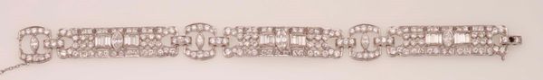 Bracciale con diamanti taglio brillante, navette e baguette  - Asta Fine Jewels - Associazione Nazionale - Case d'Asta italiane