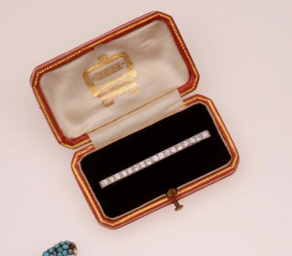 Cartier Paris - New York. Spilla barretta con diamanti  - Asta Fine Jewels - Associazione Nazionale - Case d'Asta italiane