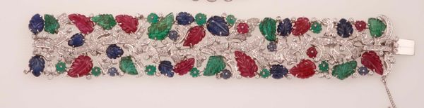 Bracciale Tuttifrutti con smeraldi, zaffiri, rubini e diamanti  - Asta Fine Jewels - Associazione Nazionale - Case d'Asta italiane